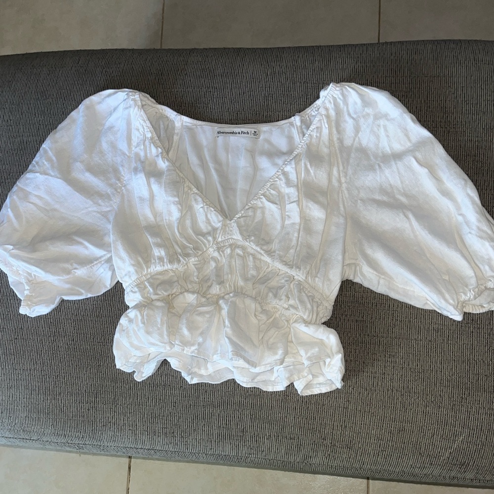 Abercrombie & Fitch White Puff Sleeve Blouse - Picture 6 of 6